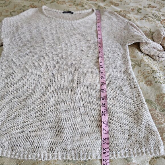 Brandy Melville 100% Cotton Knit Sweater Beige Long Sleeve Pullover Size M - Picture 5 of 8